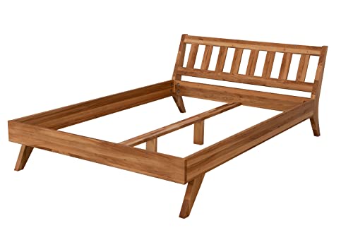 fornera f13 Massivholzbett mit Kopfteil aus Wildeiche, Bettgestell Bettrahmen (Bio geölt, Eiche, 140 x 200 cm) Cover