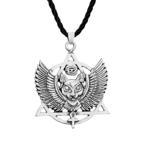 Collier Bastet dieu égyptien avec pendentif amulette Ankh pour femme et homme