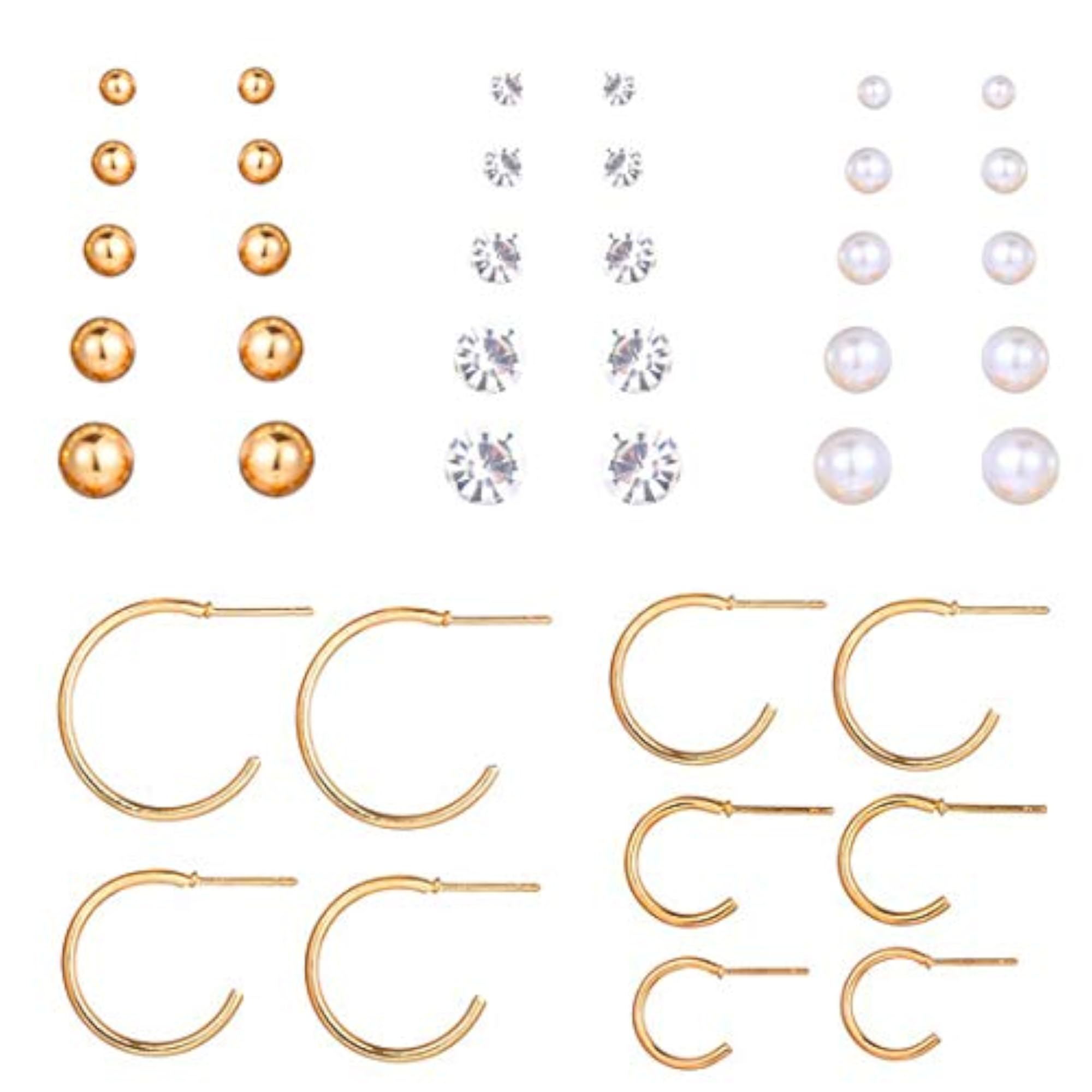 Plated Hoop & Studs Earrings Combo (JG-PC-ERG-8622)