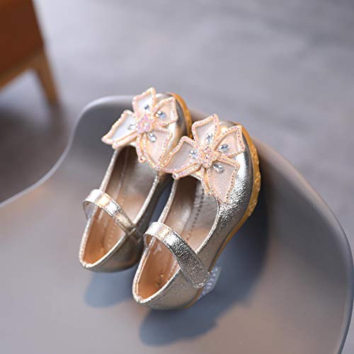 Girls Mary Jane School Dress Shoes Low Heel Princess Party Wedding Bridesmaids Shoes Bowknot Single Princess Shoes Gold4