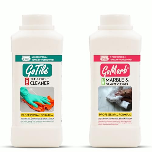 Image of GoTile Pro & GoMarb Pro Combo - Tile Cleaner + Marble & Granite Cleaner (500ml Each) | Highly Effective Concentrated Formula | Cleans & Restores Shine on Marble, Granite & Tiles | Made in India