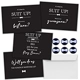 Hat Acrobat 12 Groomsmen Proposal Cards Including Best Man, Ring Bearer and Officiant Cards with Envelopes and Stickers - Wedding Invitation Cards for Groomsmen Gifts (Black)