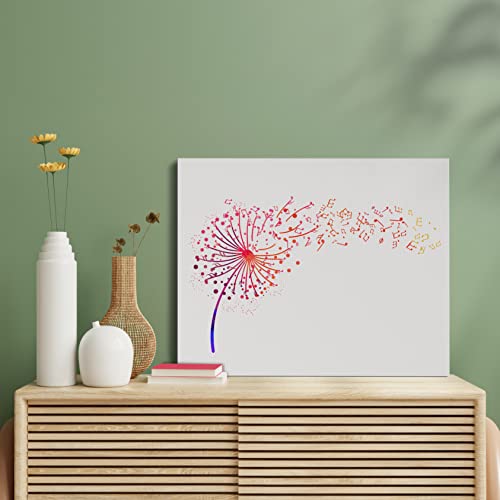 Watercolor Rainbow Wall Art, Colorful Dandelion Flower Music Note, Yoga Room Living Room Home Decor, 1 Sets 12X15 Inch Framed – 024 #TOP3