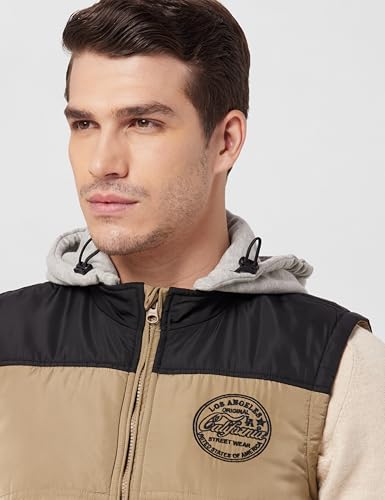 Image of Max Men Polyester Colorblocked Hooded Standard Length Puffer Jacket