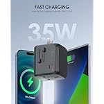 EPICKA 35W Universal Travel Adapter with 2 AC Outlet, European Travel Plug Adapter with PD Fast Charging, 6-Port (2 AC/2 USB-C/3 USB-A) International Power Adapter - Travel Essentials (TA-205, Black) - Image 4