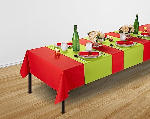 Disposable Table Runner for Dining Table, 16" 20-Pack Linen-Like Kiwi Paper Table Runners for Party, Wedding Or Event by BloominGoods - Image 4