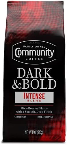 Community Coffee Dark & Bold Intense Blend, Dark Roast Ground Coffee, 12 Ounce Bag (Pack of 1)
