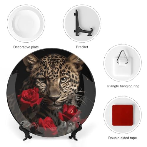 Plato decorativo Rose Leopard de cerámica 6 pulgadas miniatura 3