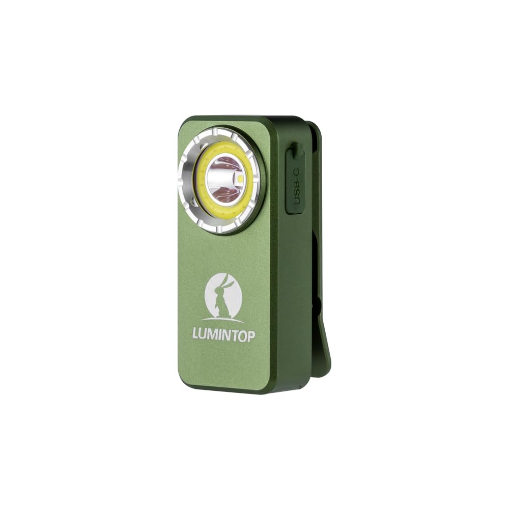 LUMINTOP Torcia F01 Pro EDC, 500 lumen, ricaricabile, con base magnetica, ricarica di tipo C e 4 modalità di illuminazione per ciclismo, escursionismo e uso quotidiano (verde)