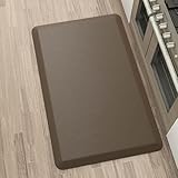 More Décor Anti Fatigue Kitchen Floor Mat, Standing Desk Mat, Non Slip, Waterproof - Rug Size 17.3" x 28" 0.47" Thickness - Brown