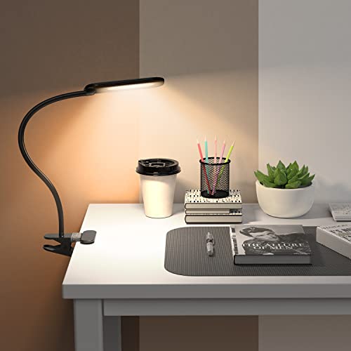Dpower Desk Lamp With Clamp, 8W Clip On Light With 3 Lighting Modes, 10 Brightness Level, Eye-Caring Reading Lamp, Flexible Gooseneck Clamp Lamp, Usb Desk Light For Bed Headboard Home Office Workbench #TOP6