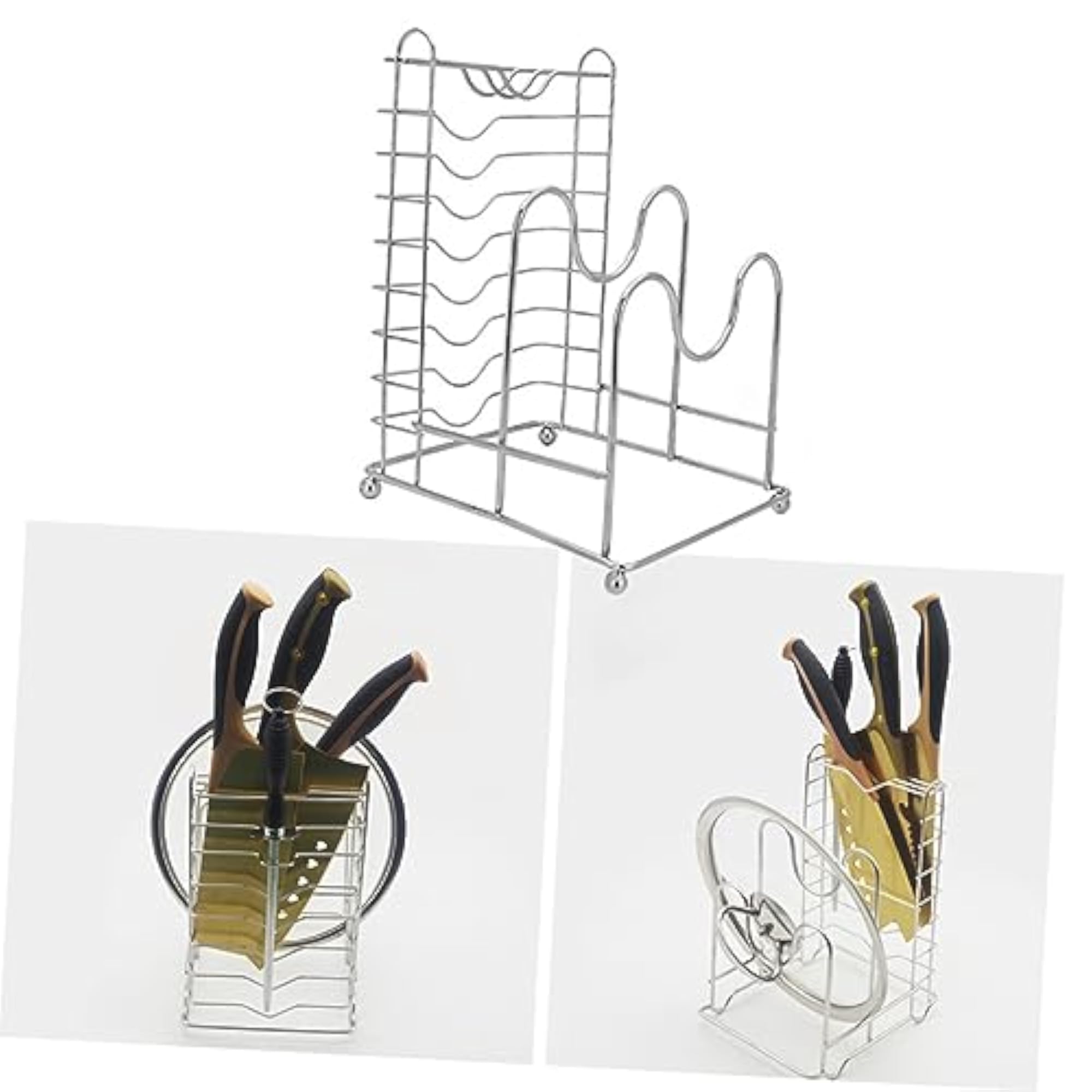 Stainless Steel Cutting Board Rack 3 in 1 Organizer