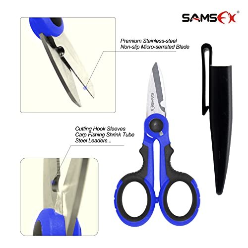 SAMSFX Tesoura de pesca resistente antiderrapante com borda serrilhada para água salgada e tesoura t