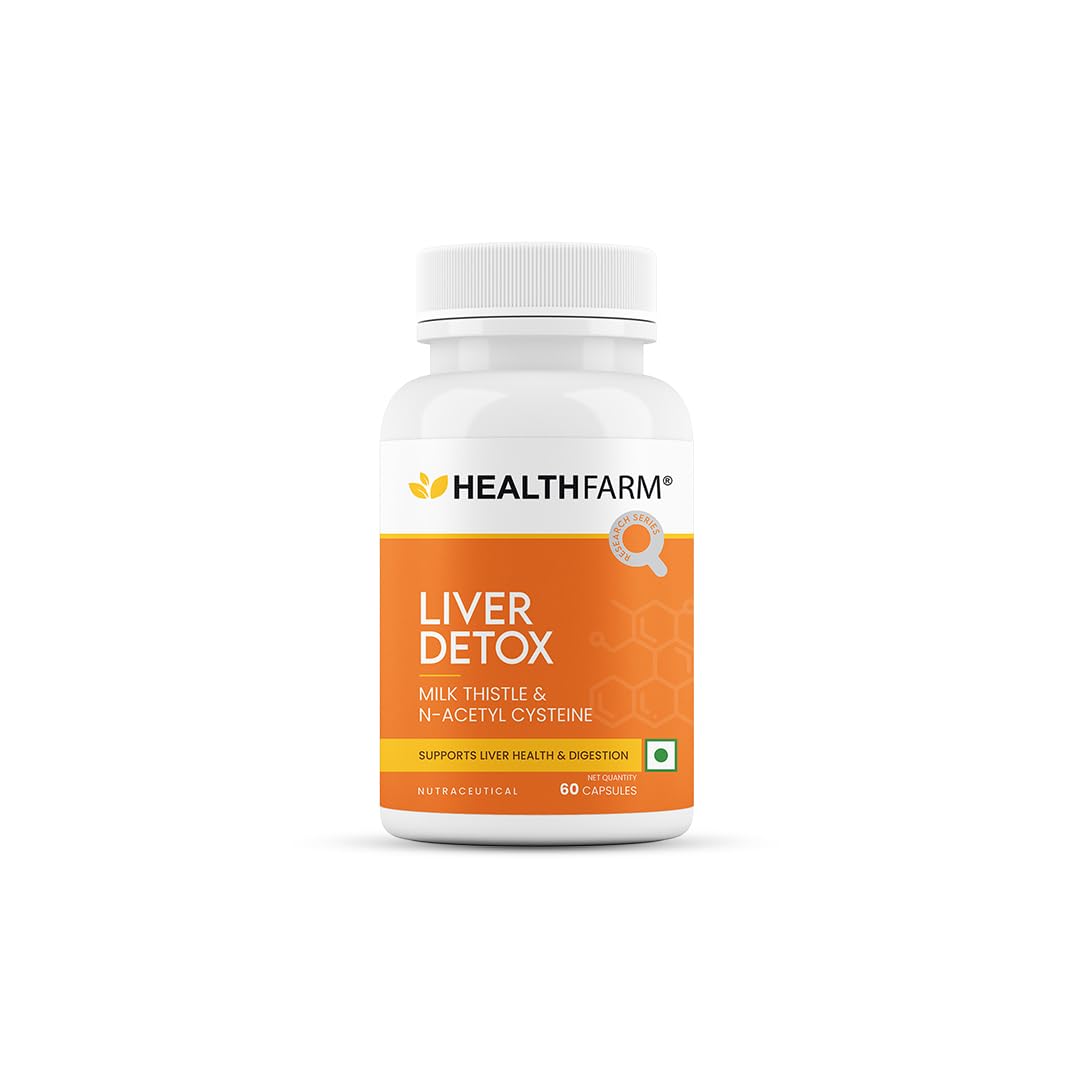 Healthfarm Liver Detox with Milk Thistle & N-Acetyl Cysteine | Natural Body Cleanse, Digestive Enzyme Support & Fatty Liver Care | 60 Capsules-image-38