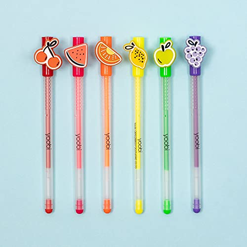 Yoobi | Scented Gel Pens With Silicone Charms | Green, Orange, Purple, Red, Yellow | Medium Point | 6 Colors And Scents #TOP1