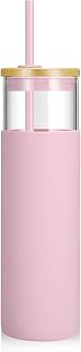 Tronco 28 oz Glass Tumbler with Lids and Straws, Reusable Iced Coffee Cups
