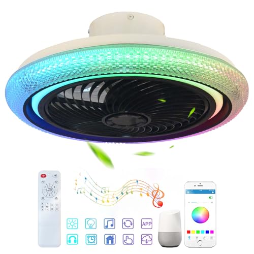 Dfiacn RGB Lampara Ventilador Techo Alexa Reversibile 6 Velocidades Regulable Ventilador Techo Con Luz Y Mando A Distancia APP Timer Lampara Ventilador Dormitorio Función De Memoria