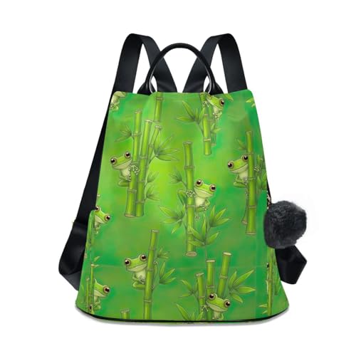 Sac à dos mignon vert grenouille original avec détails naturels en bambou