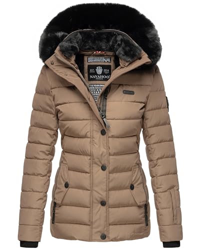 Navahoo Damen Winter-Steppjacke Milianaa mit abnehmbarer Kunstfellkapuze