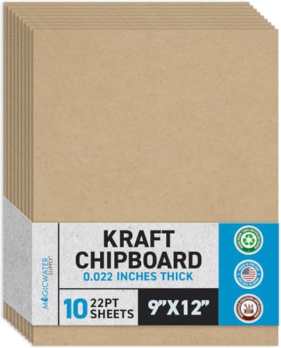MagicWater Chipboard Sheet - 9x12 inch - 22 pt - 0.022" Thick - 10 Pack