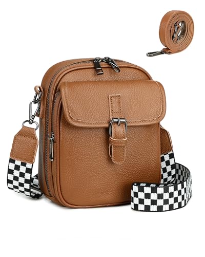 Genuine Leather Crossbody Bags for Women, RFID Blocking Anti Theft Travel Phone Purse, Small Shoulder Bag with Wide Strap, Fits 6.7" Cell Phones