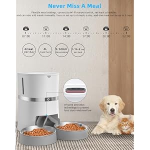 Automatic Cat Feeder, Smart Pet Food Dispenser with APP Control,WiFi Enabled Automatic Feeder for Dogs, Cats & Small Pets, Double Stainless Steel Bowls,6 Meals Portion Control and Voice Recording Automatic Cat Feeder, Smart Pet Food Dispenser with APP Control,WiFi Enabled Automatic Feeder for Dogs, Cats & Small Pets, Double Stainless Steel Bowls,6 Meals Portion Control and Voice Recording