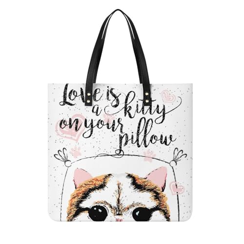 Tote bag pour voyage chaton imprimé 39x39cm avec anses