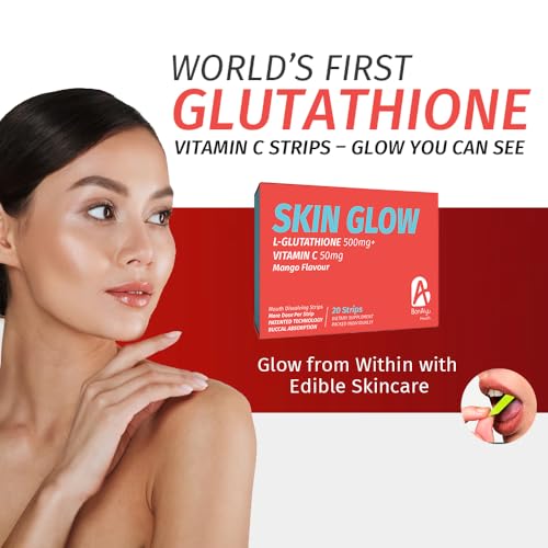 Bonayu Glutathione And Vitamin C Mouth Dissolving Strips Supports Detoxification, Supplement For Skin Glow & Skin Hydration, (20 Strips)