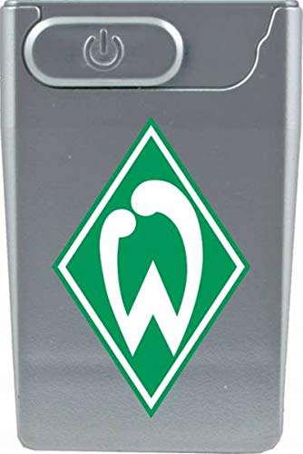 Feuerzeug SV Werder Sticker Forever, Sturmfeuerzeug, wiederaufladbar per USB, Lichtbogenfeuerzeug Elektrofeuerzeug (USB Card Lighter, Silber)