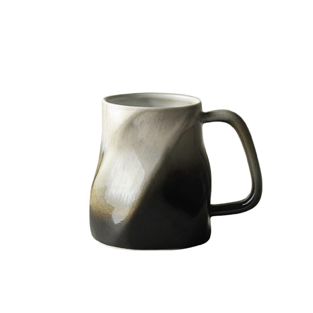 Taza café de cerámica de cómodo agarre irregular negra contra caídas en oficina