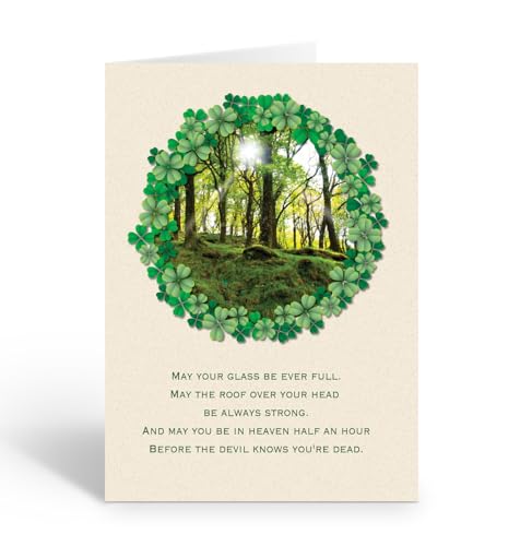 Stonehouse Collection St. Patrick's Day Greeting Card, Single Card, Inspriational Irish Quote, Luck of Irerland - Made in the USA (Forest)