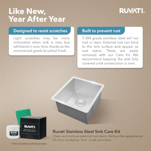 Image of Ruvati 15 x 15 inch Undermount 16 Gauge Zero Raduis Bar Prep Square Kitchen Sink Single Bowl - RVH7115