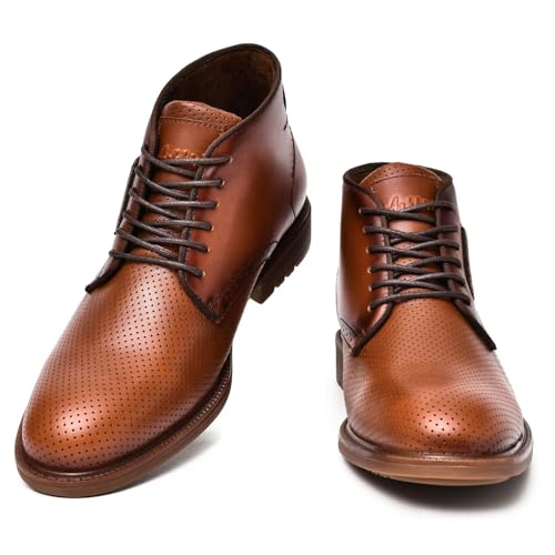 Image of Arkbird Men's Chukka Boots, Leather Ankle Dress Boot Casual Oxfords Lace Up Work Shoes Brownness 12