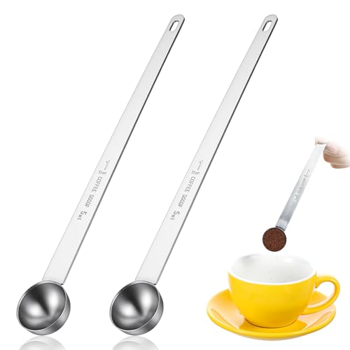 2 Stück Teelöffel Messlöffel Edelstahl 5ml Kaffeelöffel Portionierer Messlöffel Küche Gewürzlöffel Dosierlöffel mit Langem Griff zum Abmessen von Kaffee Kochen und Backen Measuring Spoons