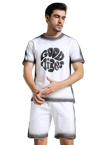 Image of Vogaan Men's Cotton Short Sleeve Tracksuit Summer T Shirt & Shorts Set with 2 Pockets || Casual Co-ord Sets