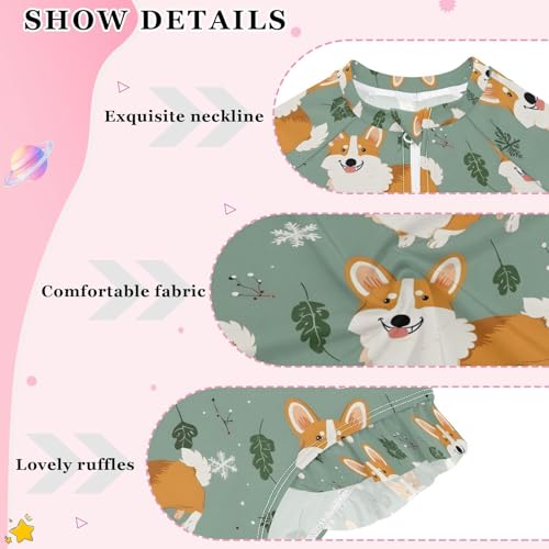 ALAZA Christmas Dog Leaf Snowflake Girls One Piece Swimsuit Long Sleeve Rash Guard Swimsuits UV 50+ Swimwear Zipper4