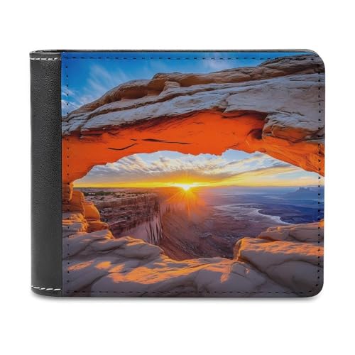 Mesa Arch Canyonlands National Near Moab Utah USA Bi-fold Wallet for Men Women Print PU Leather Slim Cash Card Holder