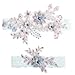 Bridal Garter Set for Wedding - Rhinestone Flower Lace Garters for Bride, Blue Floral Keepsake and Toss Garter Set, Handmade Wedding Accessories