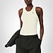 Lacoste Womens Crew Neck Sleeveless Slim Fit Classic T-Shirt, Flour, 8