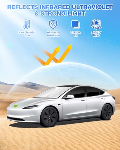 Image of Canvcle Sunshades for Tesla Model 3 2016-2025 2026 (Fit Model 3 Highland) Accessories Windshield Sun Shade Side Rear Window Shade Cover Sun Visor Shield Privacy Protection Keep Vehicle Cool 7PCS