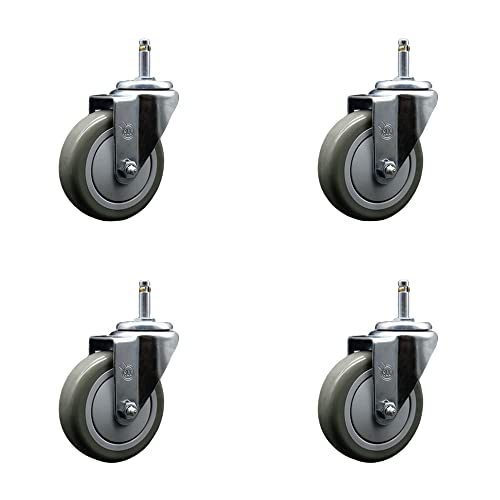 Polyurethane Swivel Grip Ring Stem Caster Set of 4 w/4