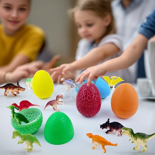 XIPEGPA 18Set Dinosaur Eggs with Mini Dinosaur Figures Goodie Bag Stuffers Easter Eggs and Birthday Party