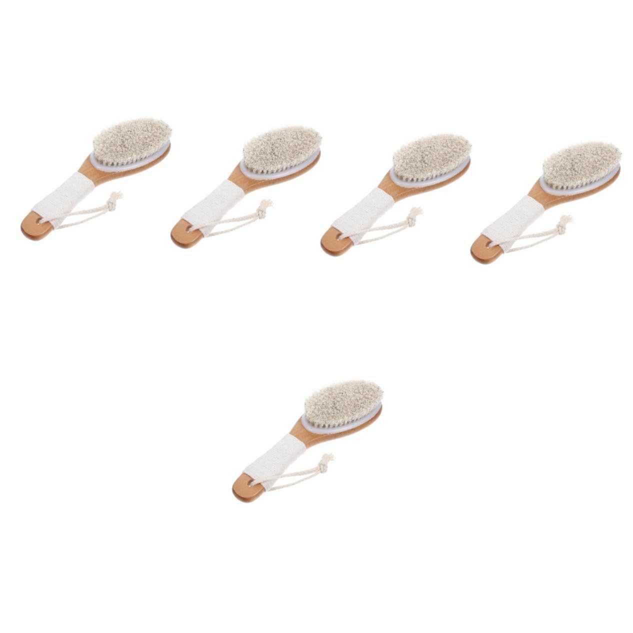 FOMIYES 5St Badebürste mit weichen Rosshaarborsten Holz Badebürste Pferdehaar Körperbürste Handlicher Rückenbürste Massagebürste Duschwäscher für den Rückenschrubber für die Dusche
