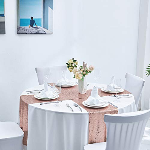 6 Packs 12 x 108 inches Rose Gold Sequin Table Runner, Glitter Rose Gold Table Runner for Wedding Birthday Bachelorette Holiday Party Supplies Decorations Bridal Shower Baby Shower - Image 5