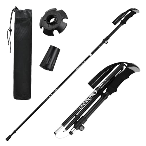 2 Stücke Wanderstöcke Teleskop, Trekkingstöcke Faltbar, Walking Stöcke Klappbar mit extra Gummipuffer und Tragebeutel, Aluminium Ultraleicht für Damen, Herren, 113-138cm Verstellbar (Schwarz) 2 Stücke Wanderstöcke Teleskop, Trekkingstöcke Faltbar, Walking Stöcke Klappbar mit extra Gummipuffer und Tragebeutel, Aluminium Ultraleicht für Damen, Herren, 113-138cm Verstellbar (Schwarz)
