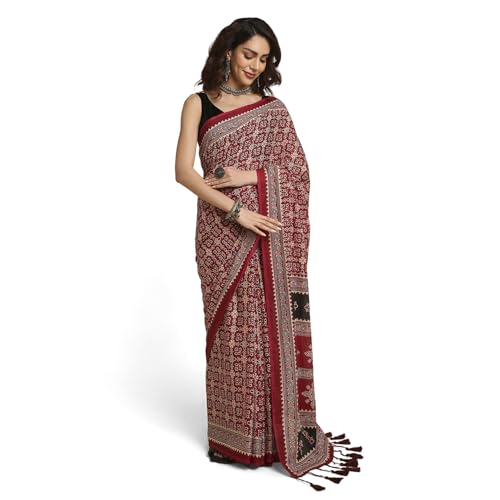 RATAN Women’s Pure Soft Cotton Saree with Blouse Piece | Lightweight Breathable Daily Wear Cotton Saree | Traditional Printed Saree for Office Casual & Summer Wear