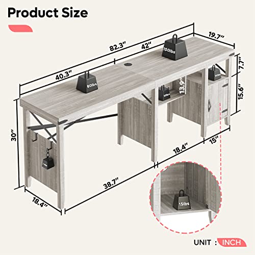 Bestier L-Shaped Home Office Computer Desk With Storage Cabinet & Bookshelf, Farmhouse Office Table For Writing Study, 60 X 42 Inch Corner Desk Or 82.3 Inch 2 Person Long Desk With Shelves, White Wash #TOP6