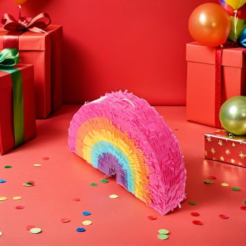 Piñata arcoíris boho para fiestas de carnaval y navidad infantiles en jardín 6