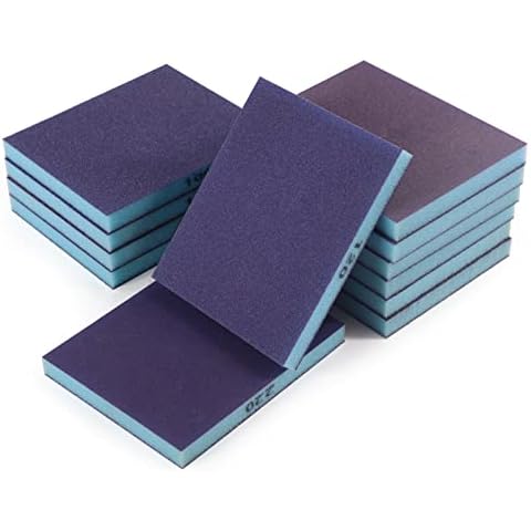 MAXMAN Wet 12 Packs Dry Sanding Sponge Washable and Reusable Sanding Block for Wood、 Metal、 Drywall、Polishing、Pot(Blue)… Cover