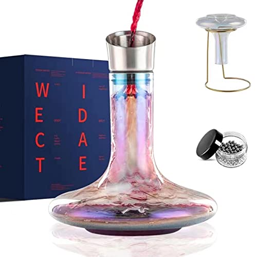 Wine Decanter and Aerator, Iridescent Wine Decanters with Drying Stand